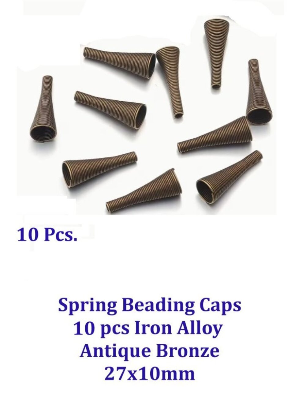 Spring Beading Caps 10pcs Iron Alloy 27x10mm Antique Bronze
